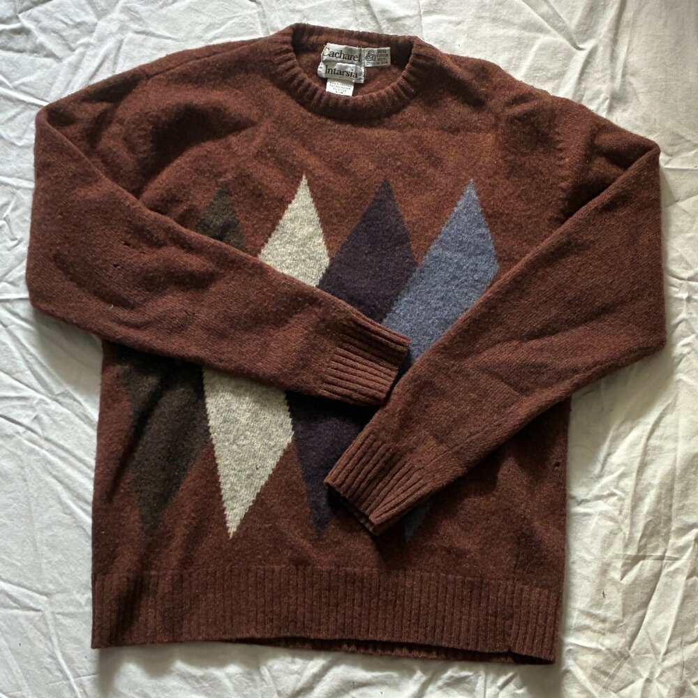 Cacharel Intarsia Lambswool Knit Pullover Sweater